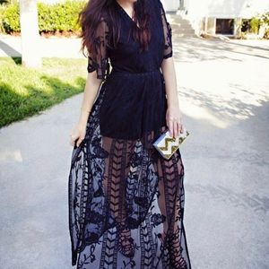 Nordstrom black lace dress romper